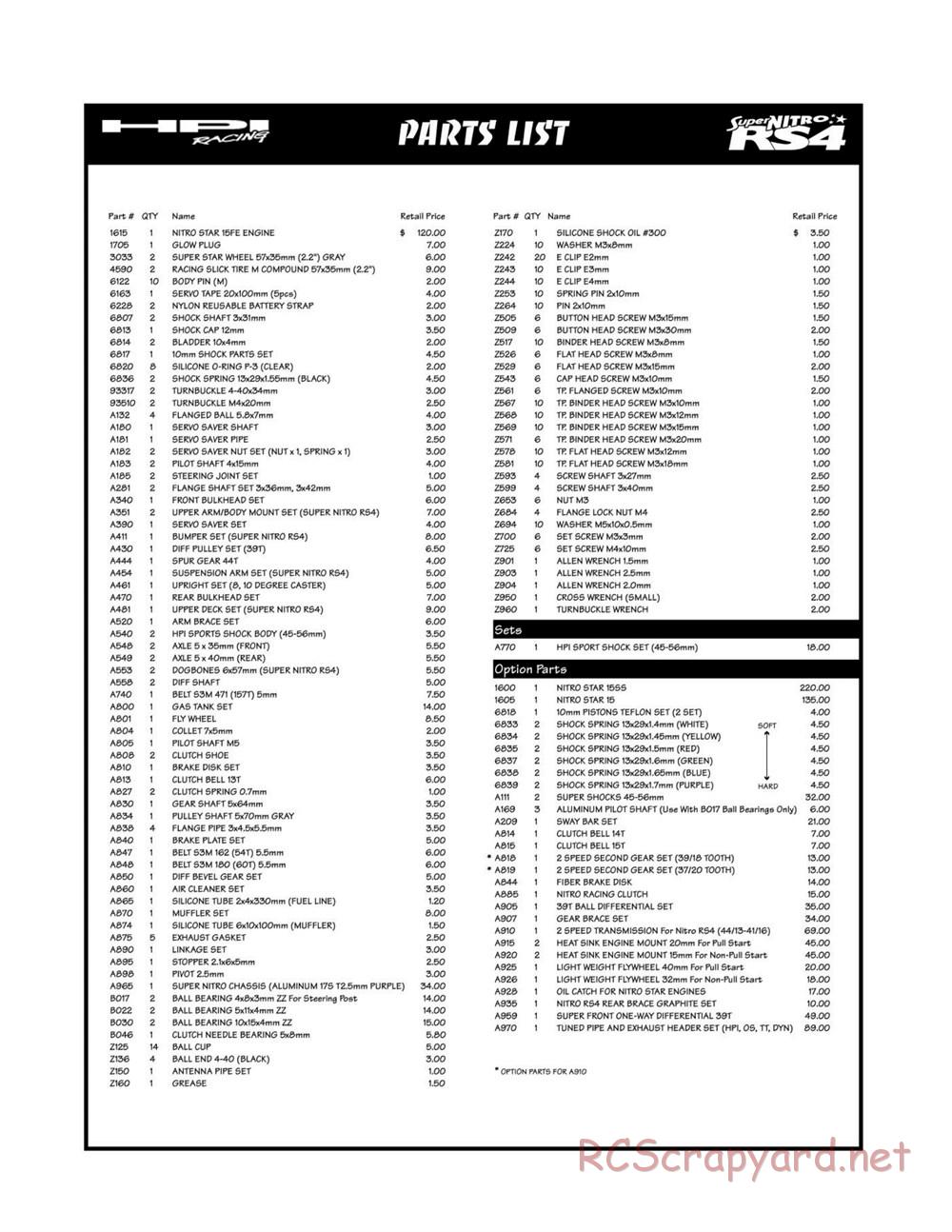 HPI - Super Nitro RS4 - Manual - Page 28