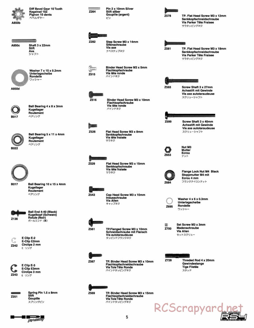 HPI - Super RS4 - Manual - Page 4