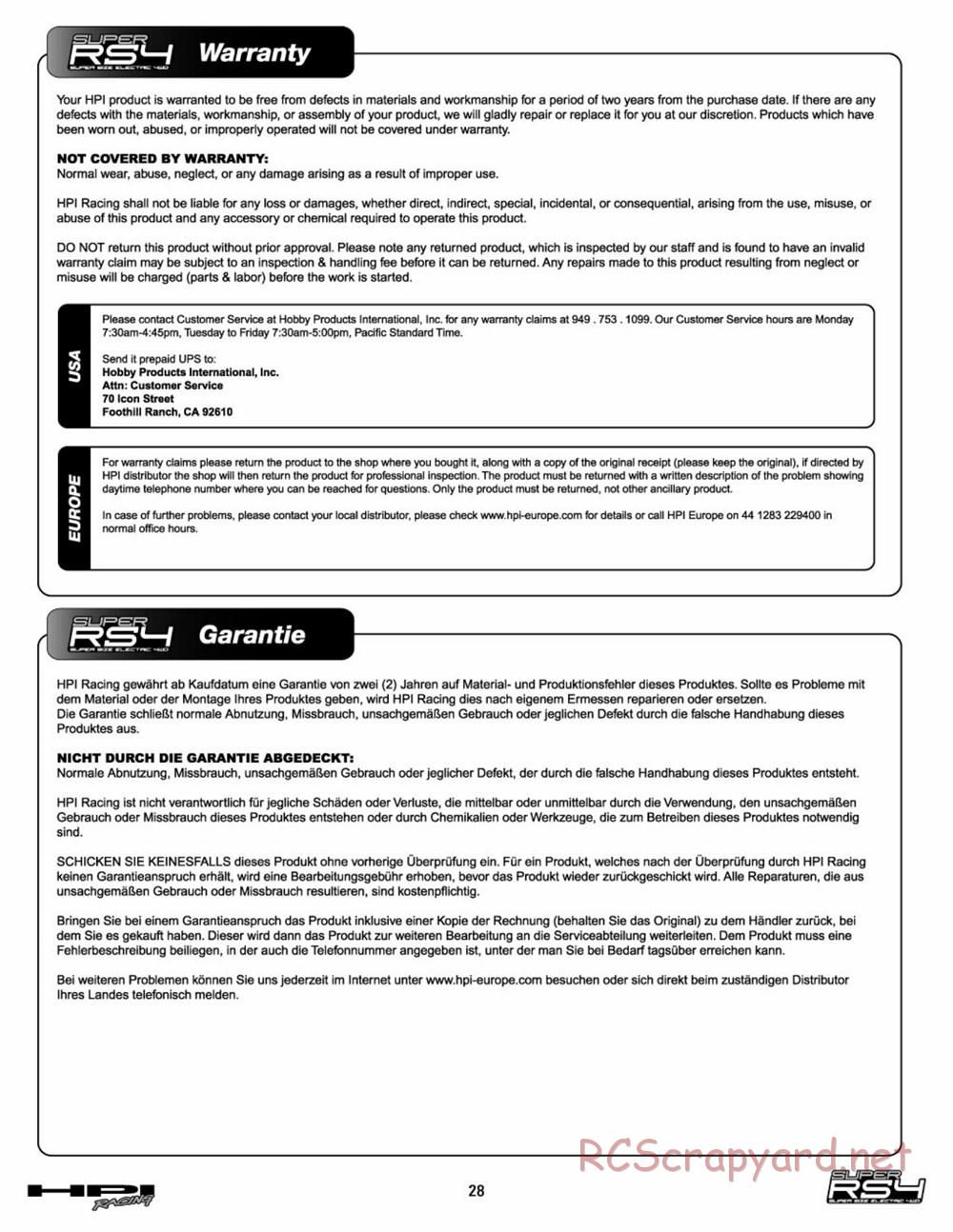 HPI - Super RS4 - Manual - Page 27