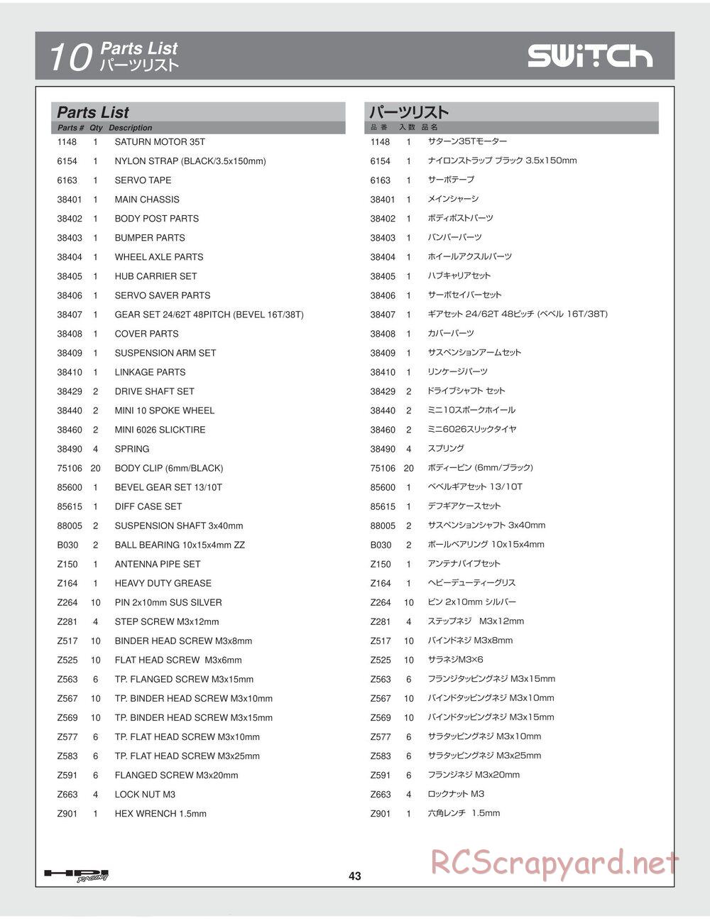 HPI - Switch - Manual - Page 43