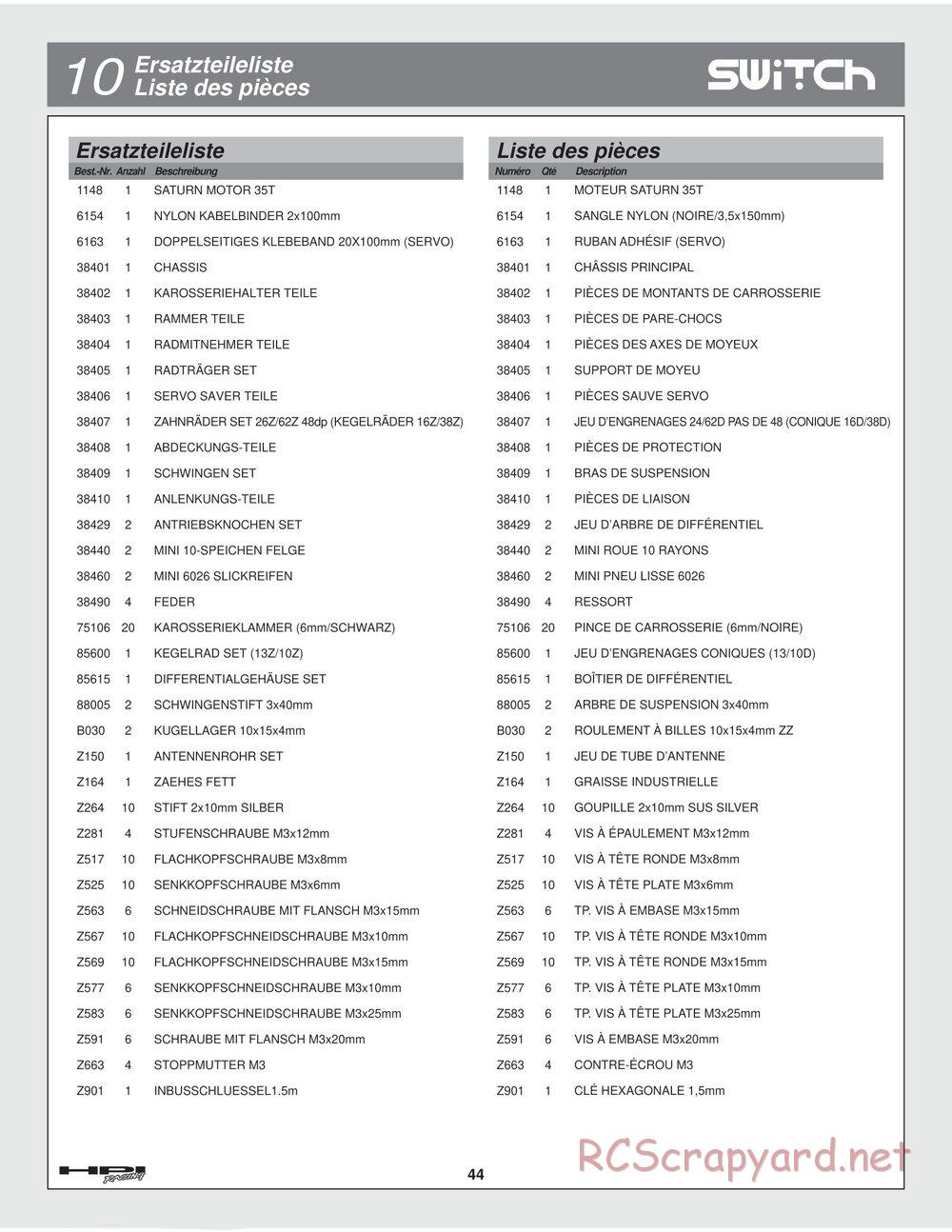 HPI - Switch - Manual - Page 44