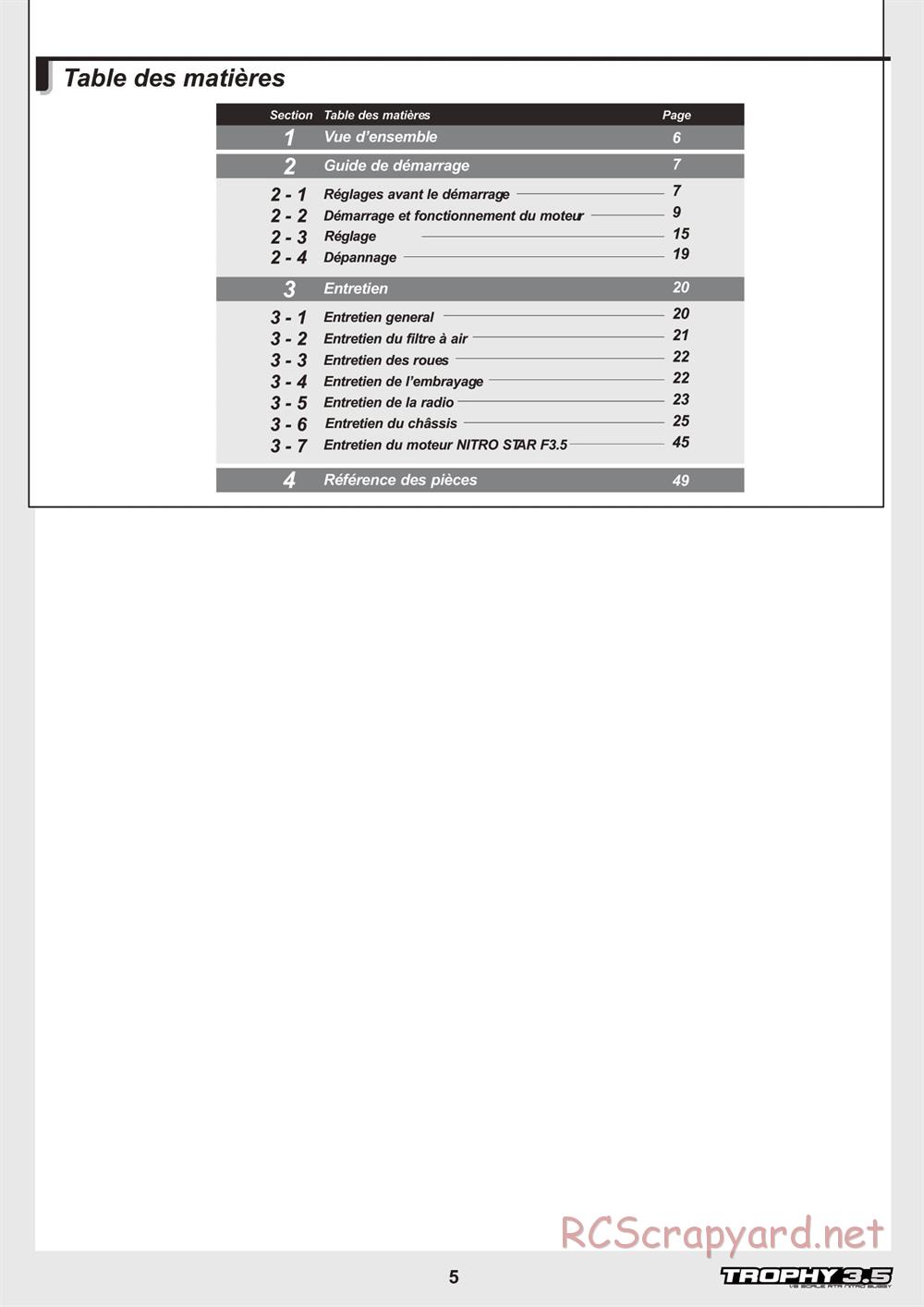 HPI - Trophy 3.5 - Manual - Page 5