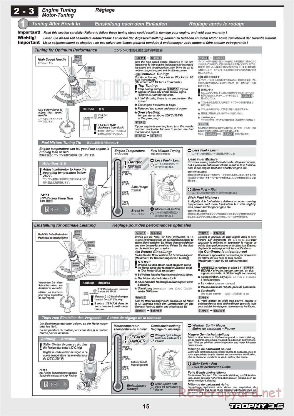 HPI - Trophy 3.5 - Manual - Page 15