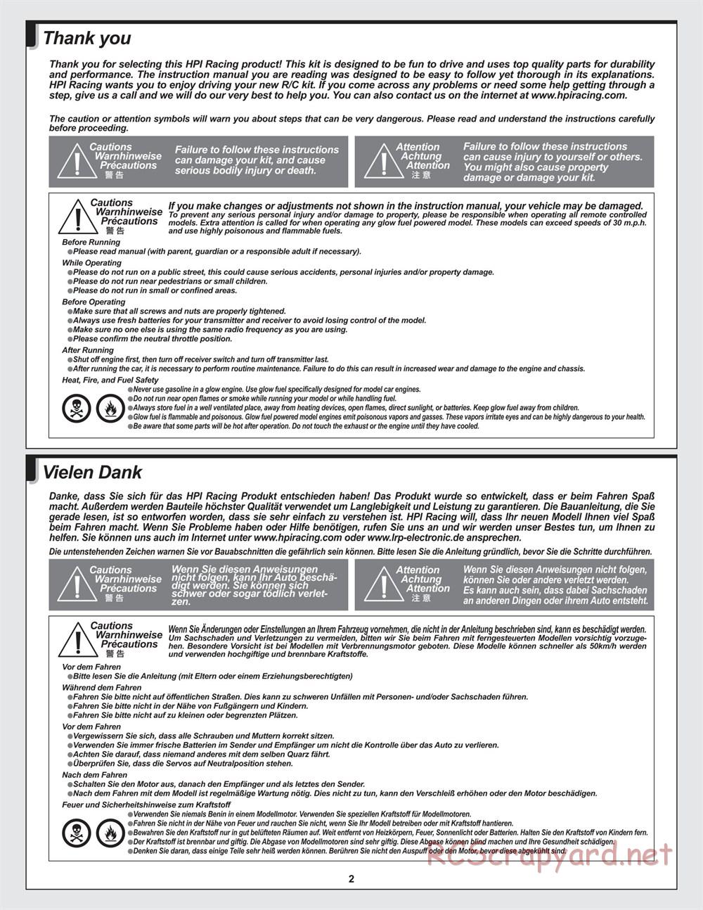 HPI - Trophy 3.5 - Manual - Page 2