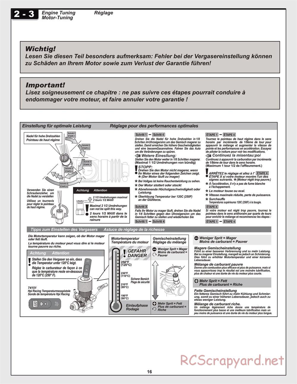 HPI - Trophy 3.5 - Manual - Page 16