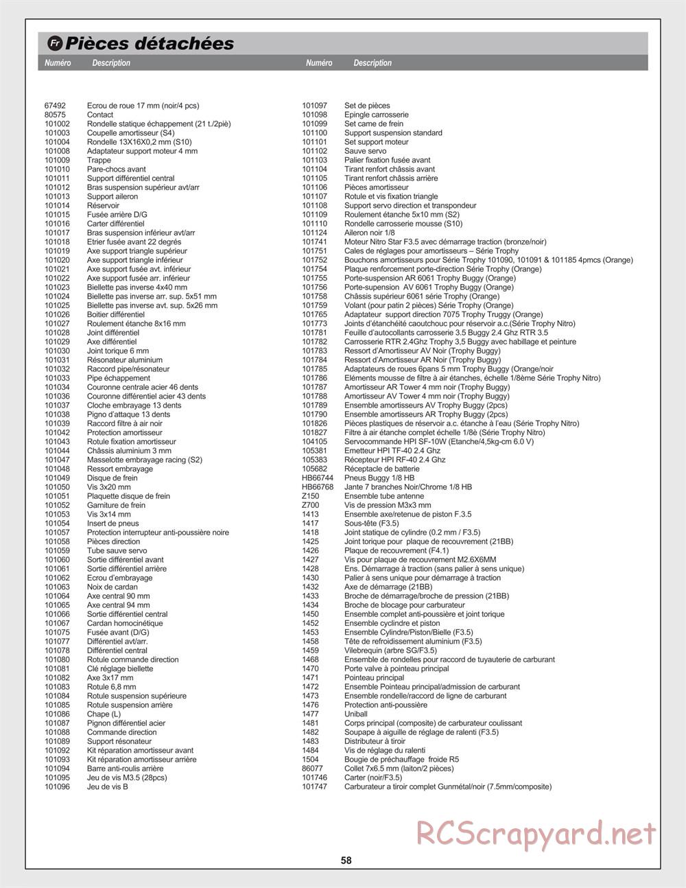 HPI - Trophy 3.5 - Manual - Page 59