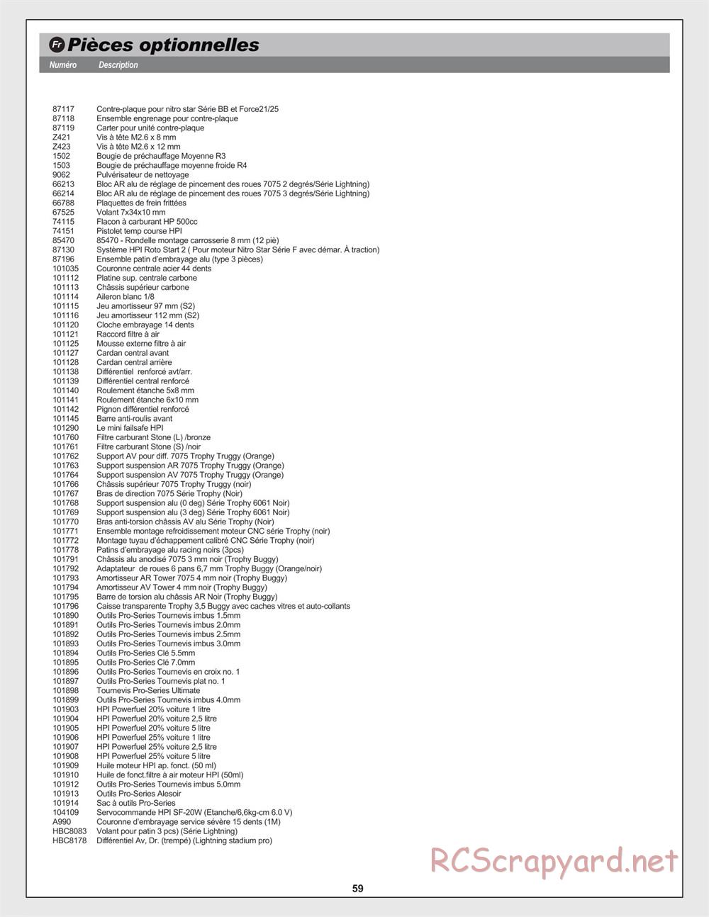 HPI - Trophy 3.5 - Parts - Page 60