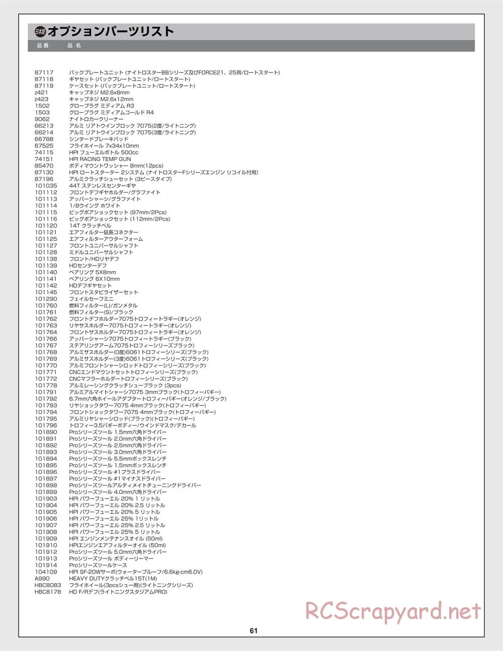 HPI - Trophy 3.5 - Parts - Page 62