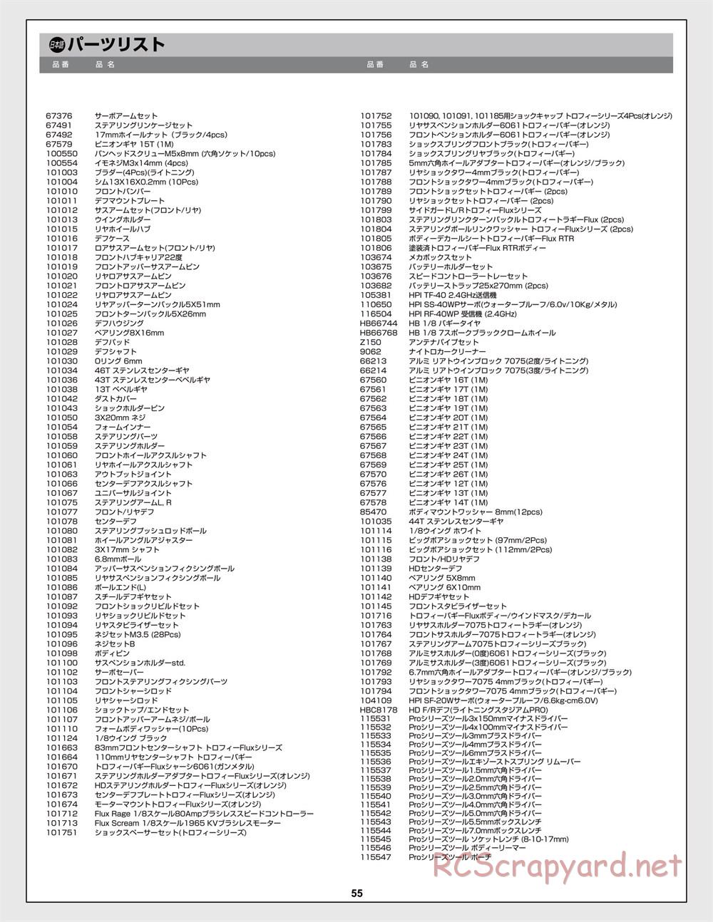 HPI - Trophy Flux Buggy - Manual - Page 55