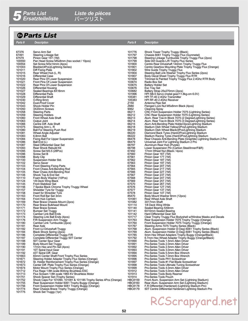 HPI - Trophy Flux Truggy - Manual - Page 52