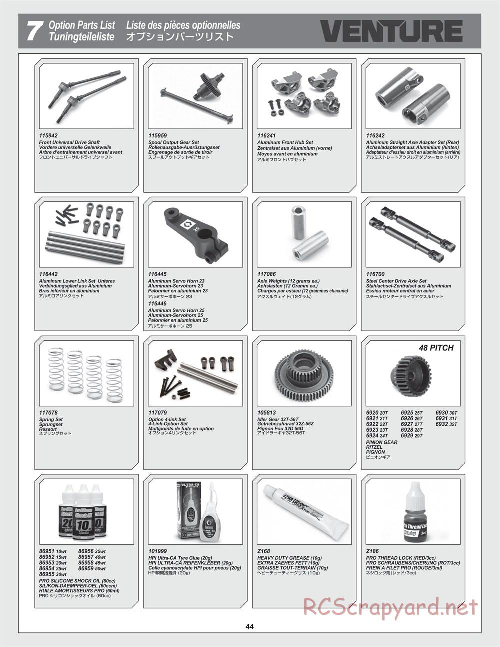 HPI - Venture Crawler - Manual - Page 44