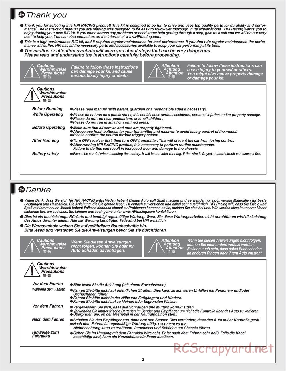 HPI - Venture SBK - Manual - Page 2