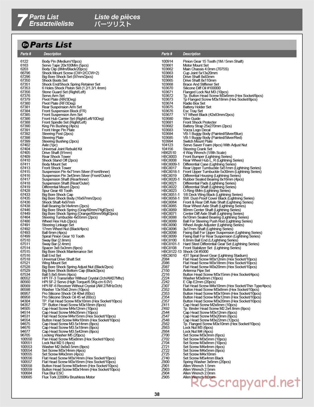 HPI - Vorza Flux HP - Manual - Page 38