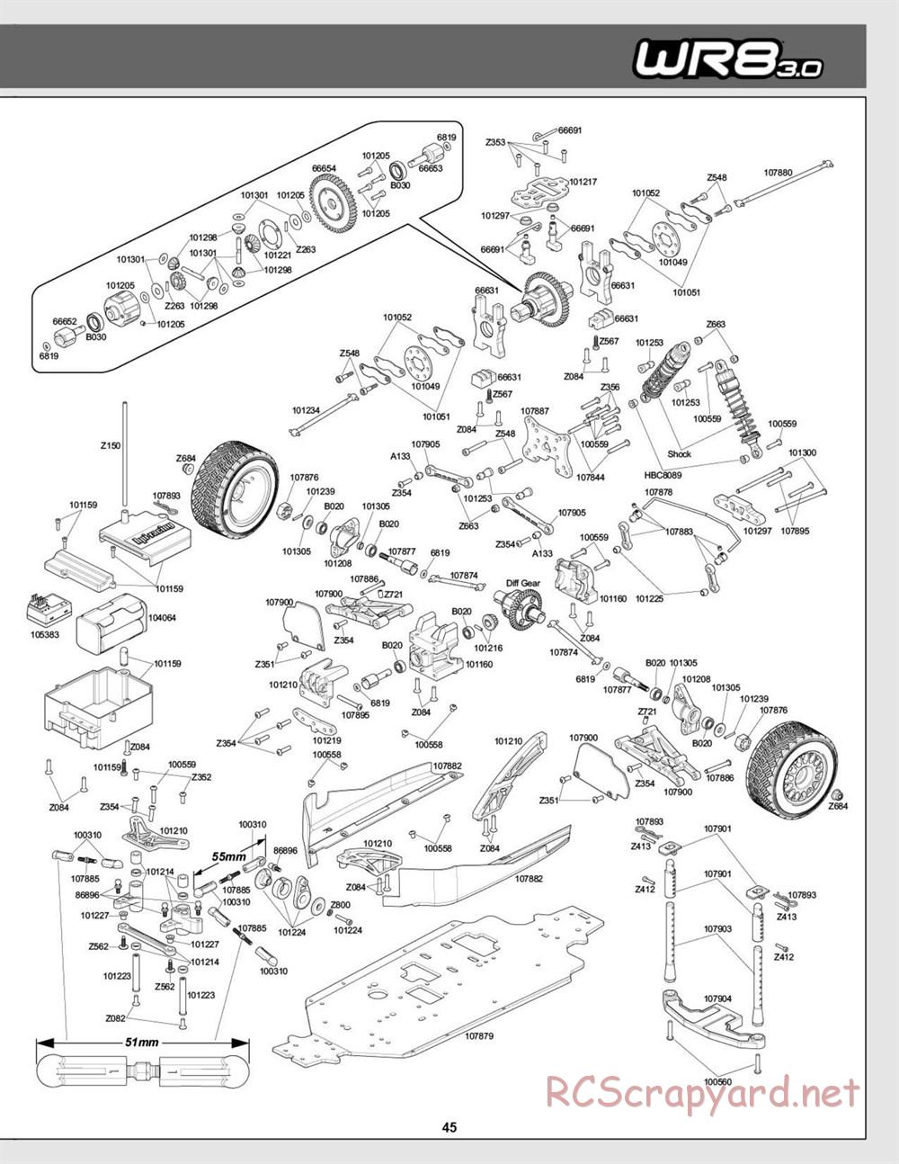 HPI - WR8 3.0 - Exploded View - Page 45