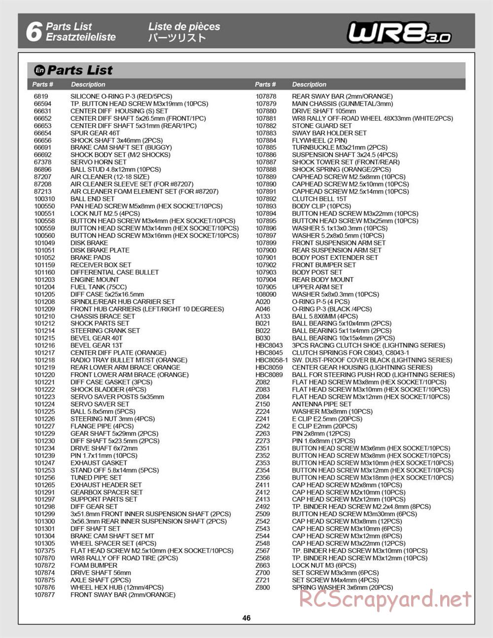 HPI - WR8 3.0 - Manual - Page 46