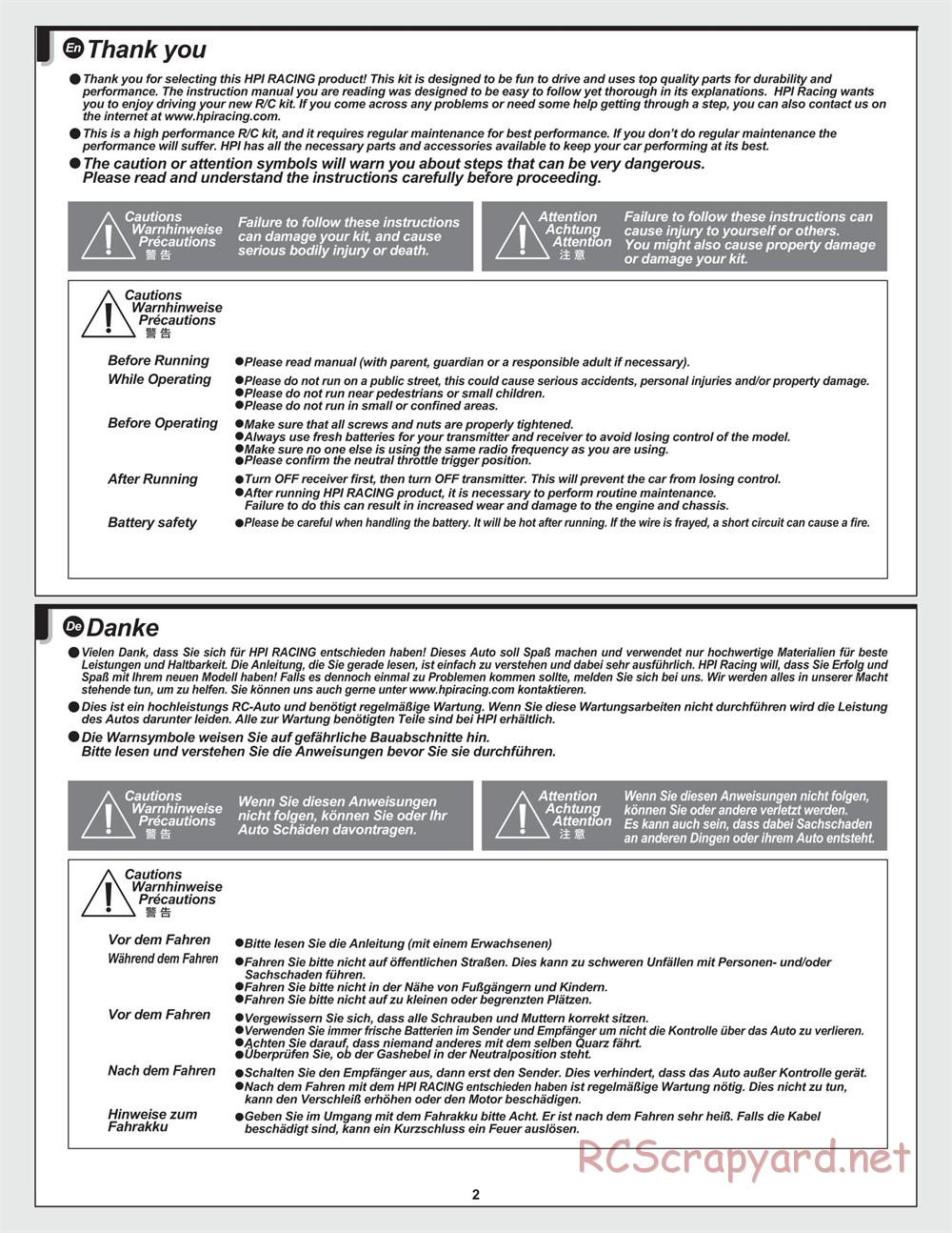 HPI - WR8 Flux Rally - Manual - Page 2