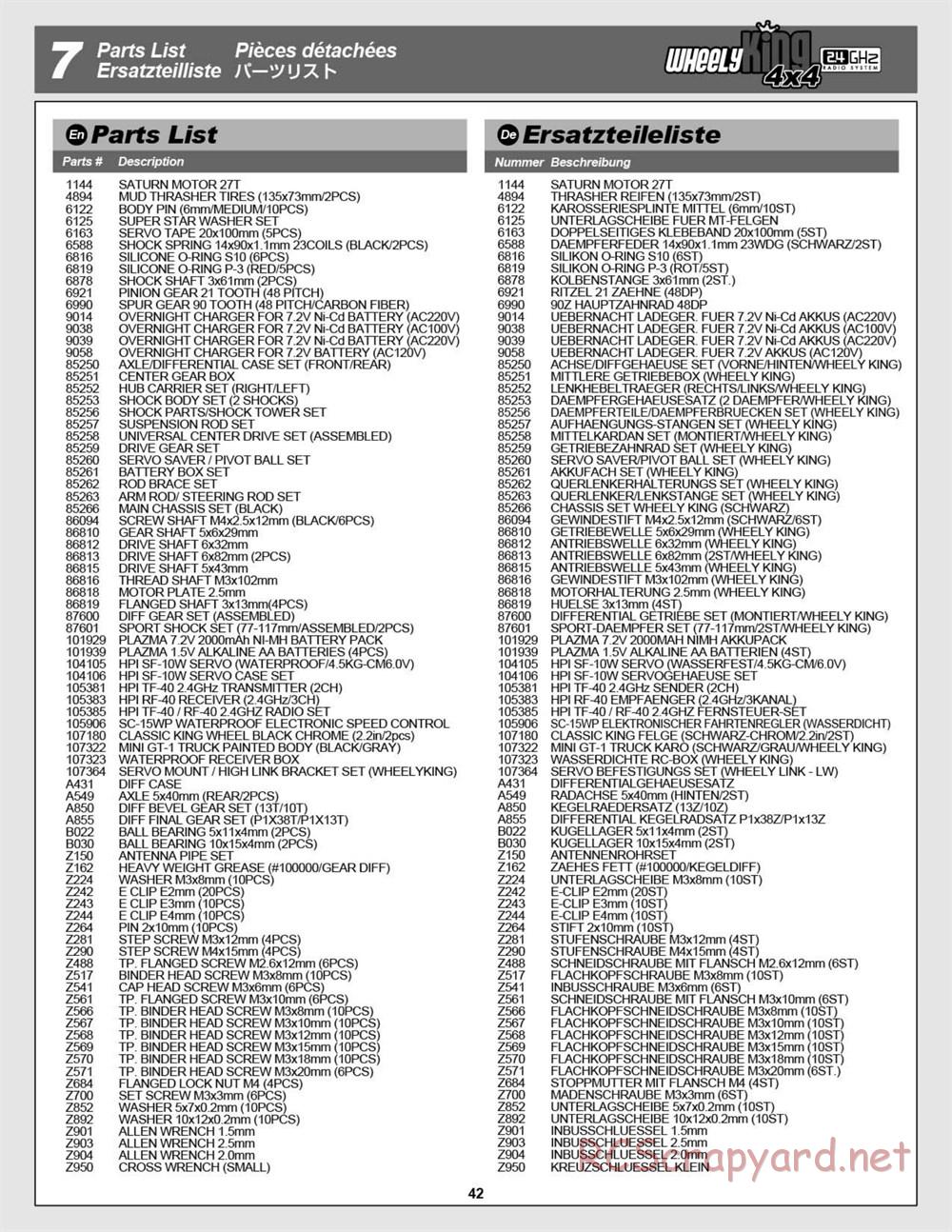 HPI - Wheely King 4x4 - Manual - Page 42