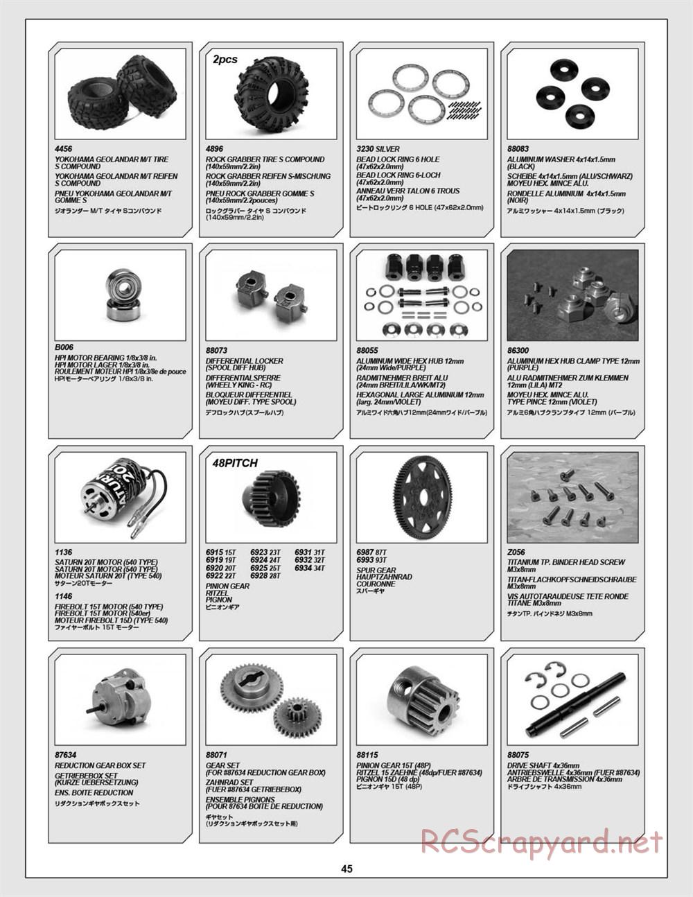HPI - Wheely King 4x4 - Manual - Page 45