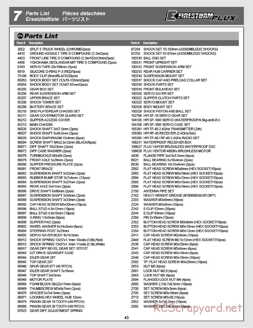 HPI - E-Firestorm 10T Flux - Manual - Page 43