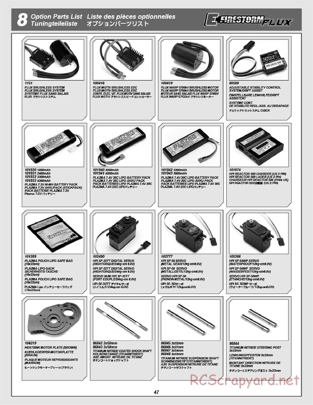 HPI - E-Firestorm 10T Flux - Exploded View - Page 47