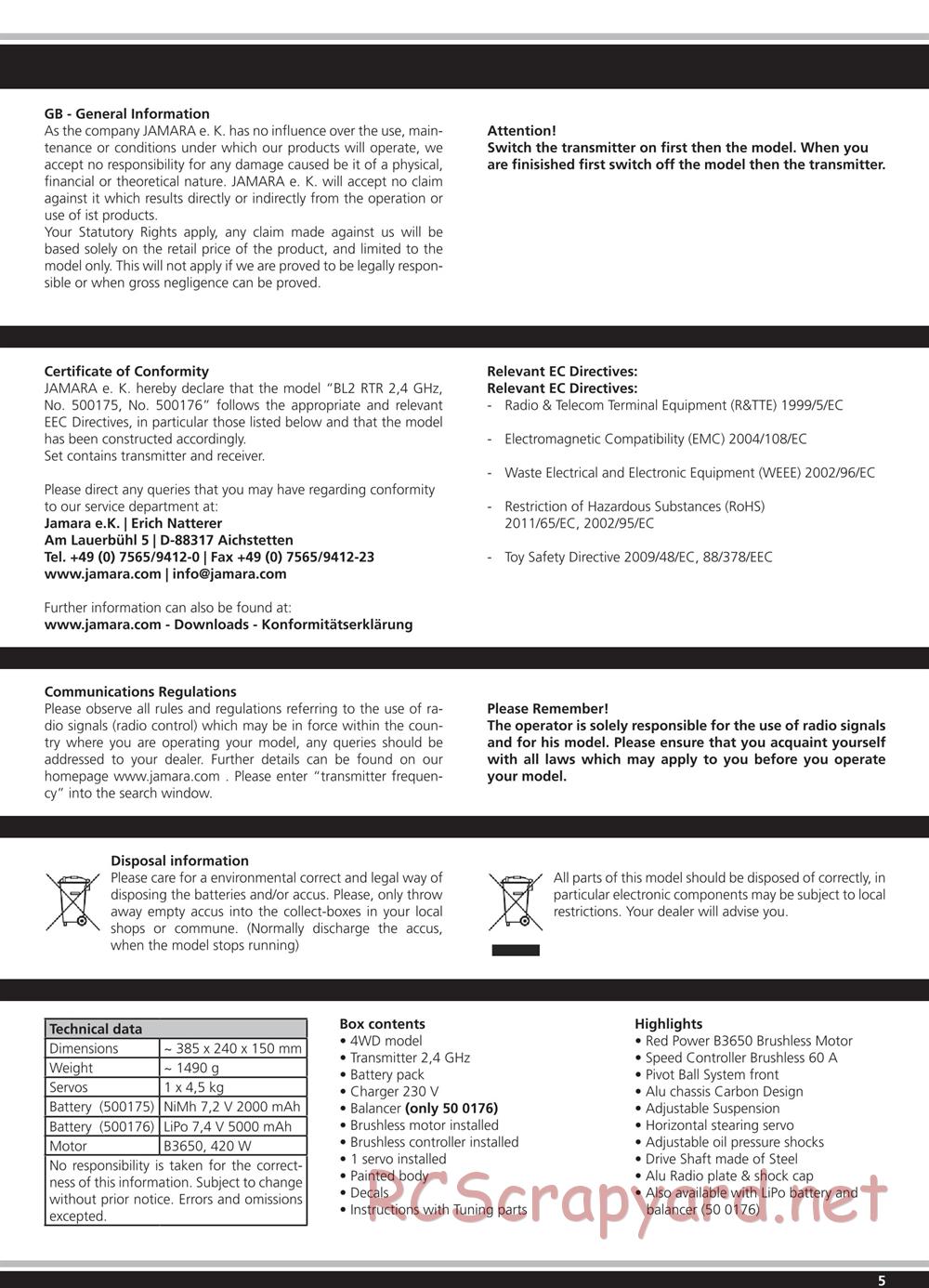 Jamara - BL-2 - Manual - Page 5