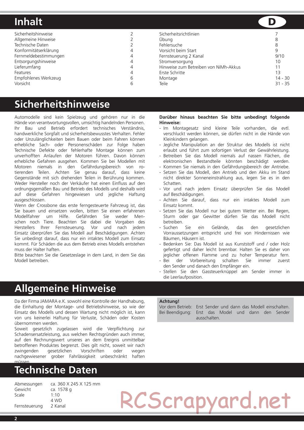 Jamara - Crossbone - Manual - Page 2