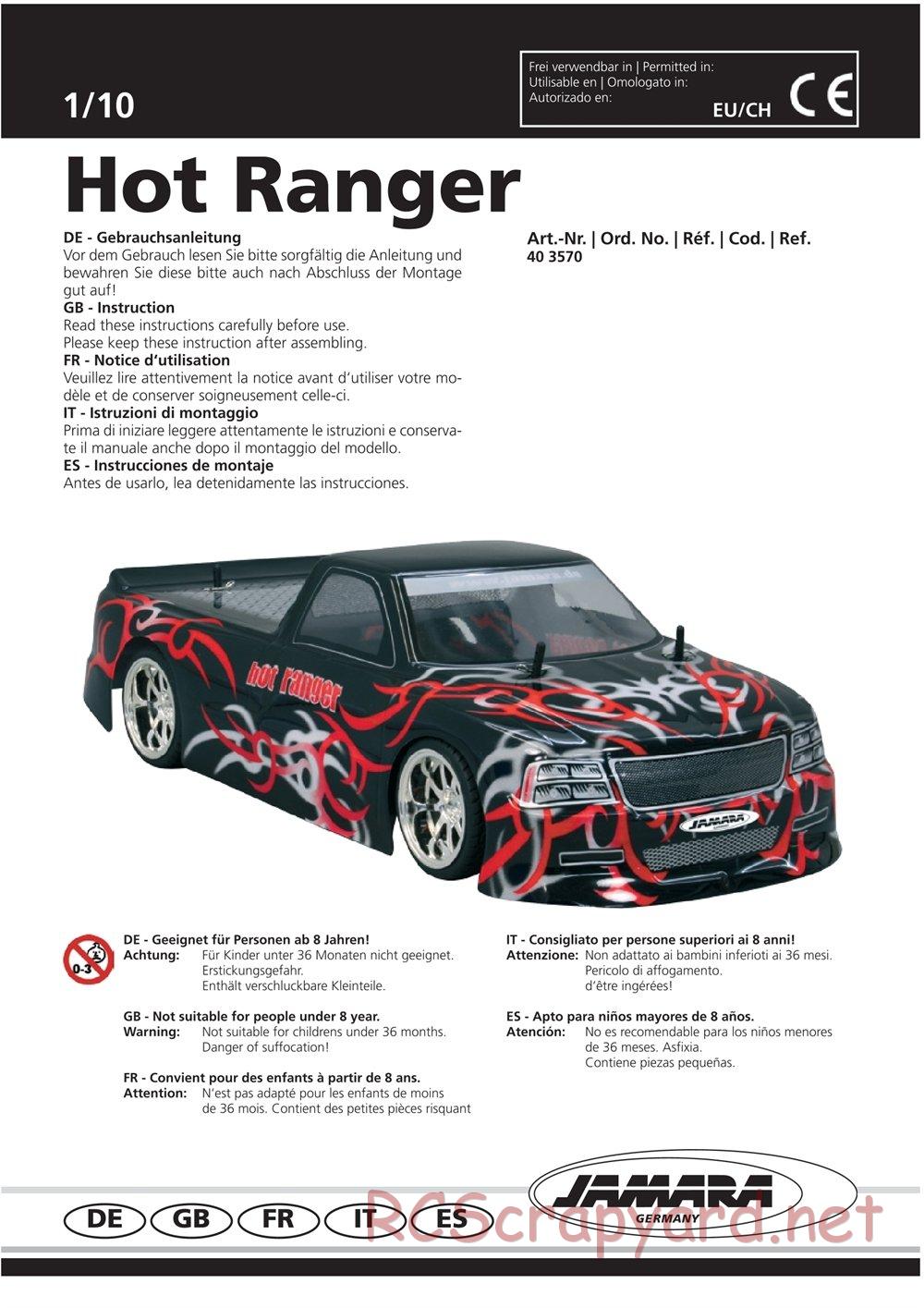 Jamara - Hot Ranger - Manual - Page 1