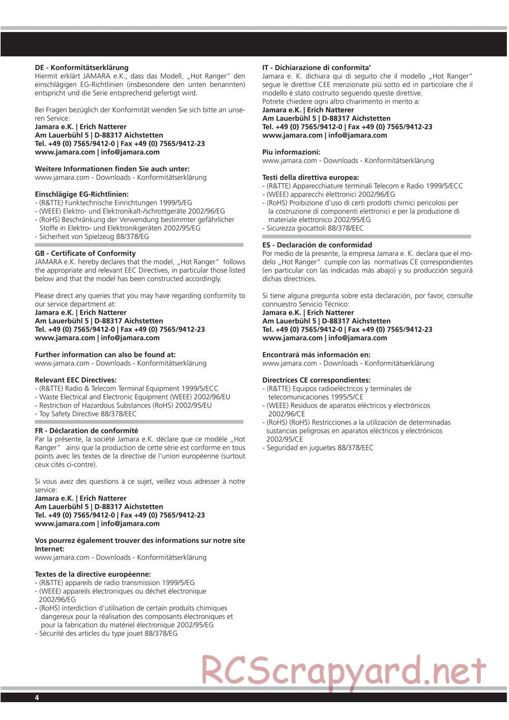 Jamara - Hot Ranger - Manual - Page 4