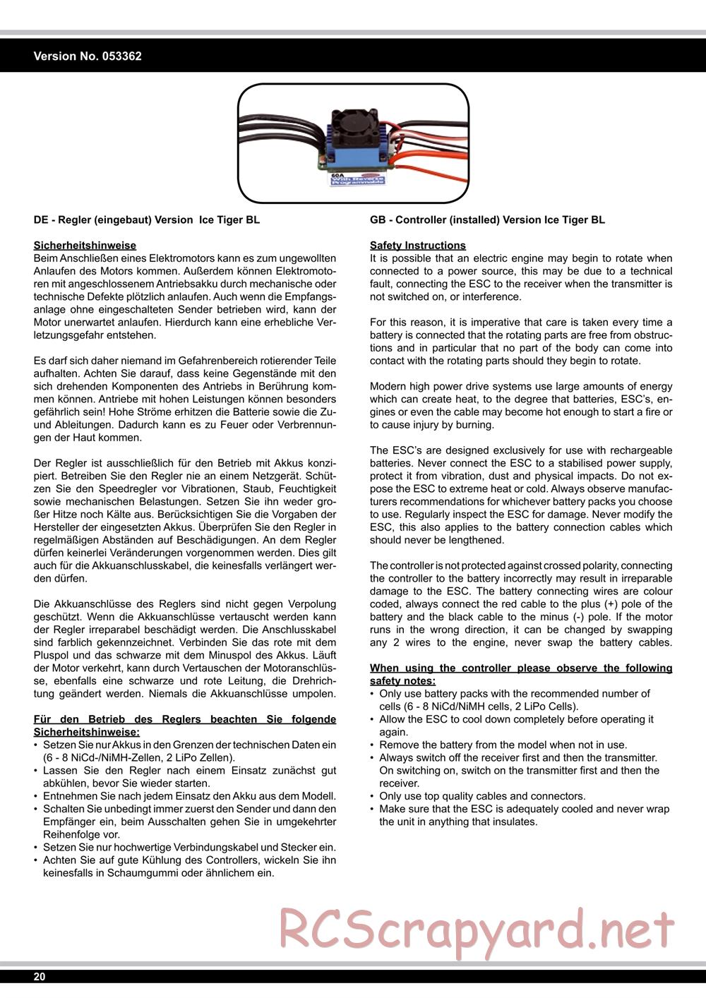 Jamara - Tiger Ice (Ice Tiger) - Manual - Page 20