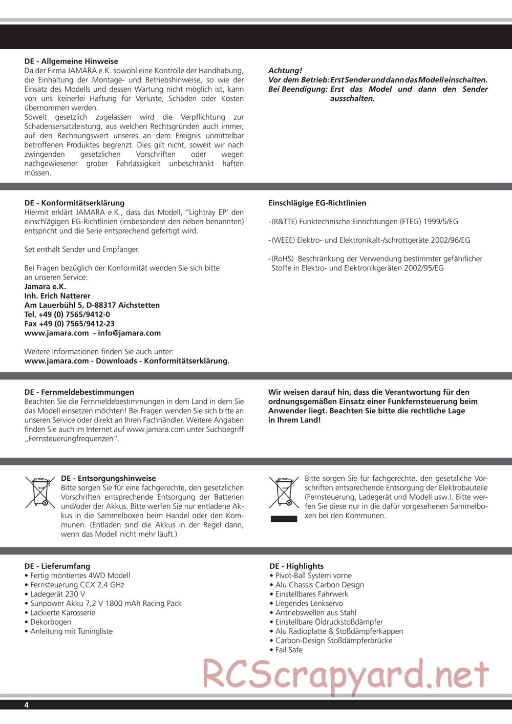 Jamara - Lightray EP - Manual - Page 4