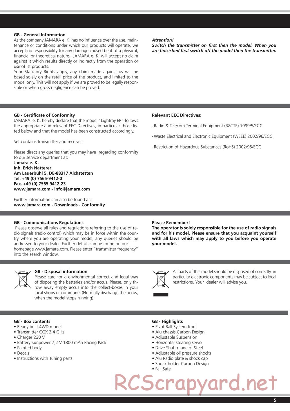 Jamara - Lightray EP - Manual - Page 5