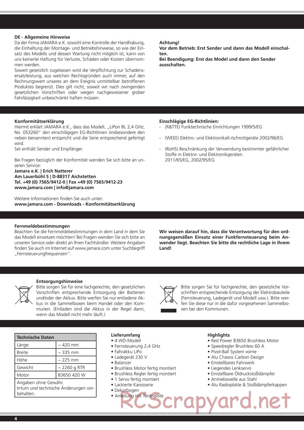 Jamara - Lipon BL - Manual - Page 4