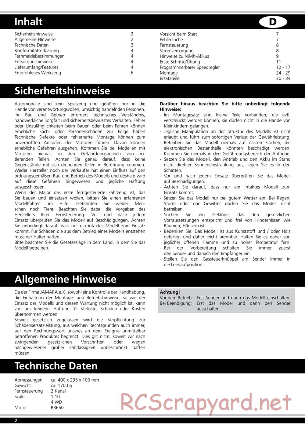 Jamara - Major BL RTR - Manual - Page 2