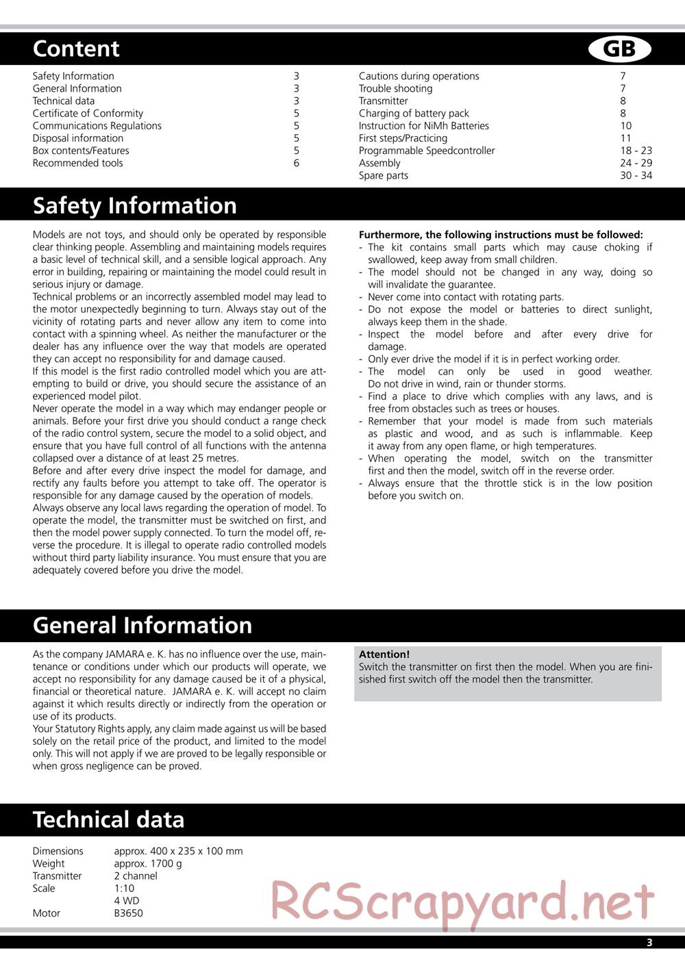 Jamara - Major BL RTR - Manual - Page 3