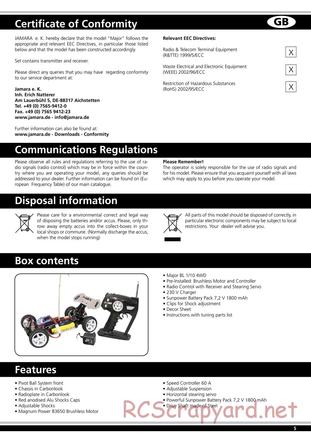 Jamara - Major BL RTR - Manual - Page 5