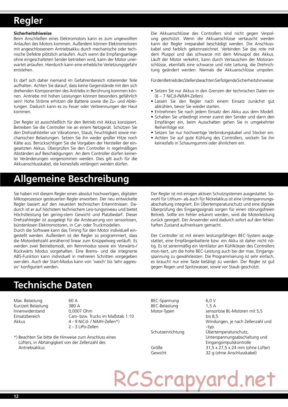 Jamara - Major BL RTR - Manual - Page 12