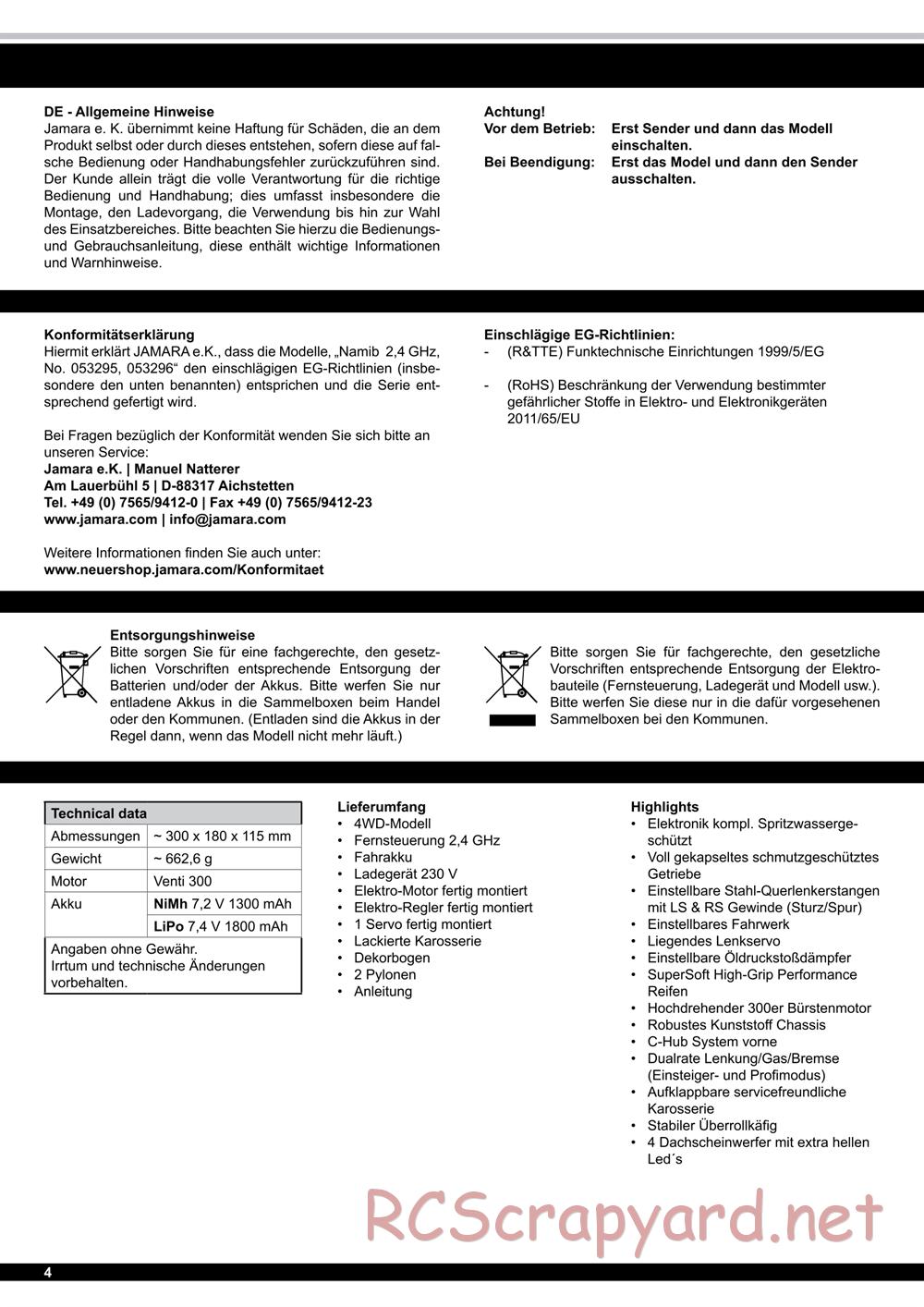 Jamara - Namib - Manual - Page 4