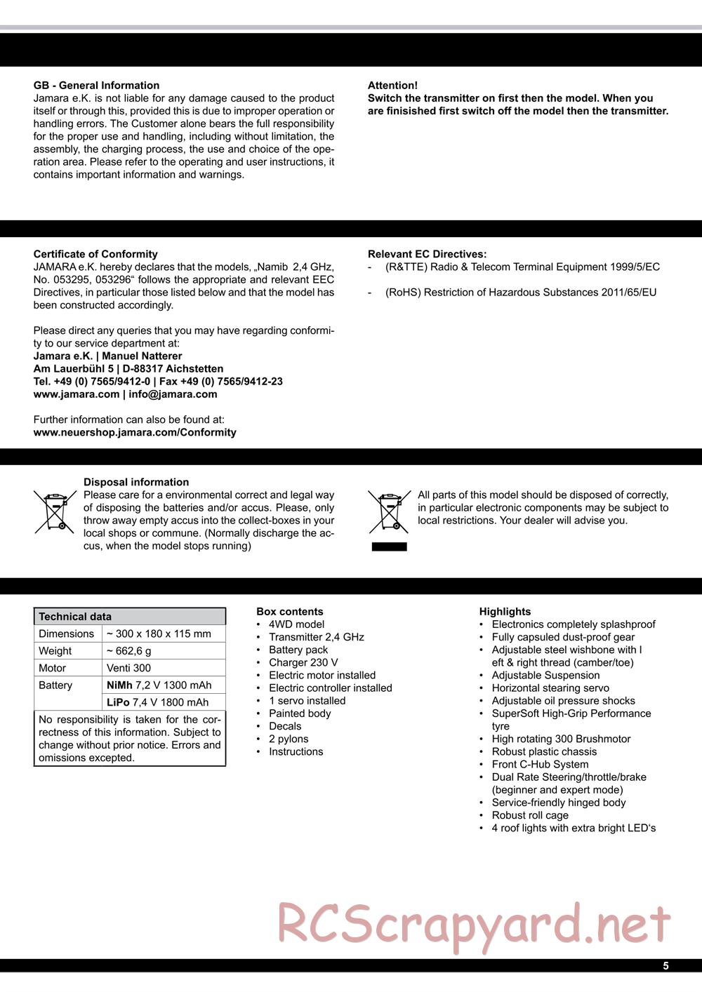Jamara - Namib - Manual - Page 5