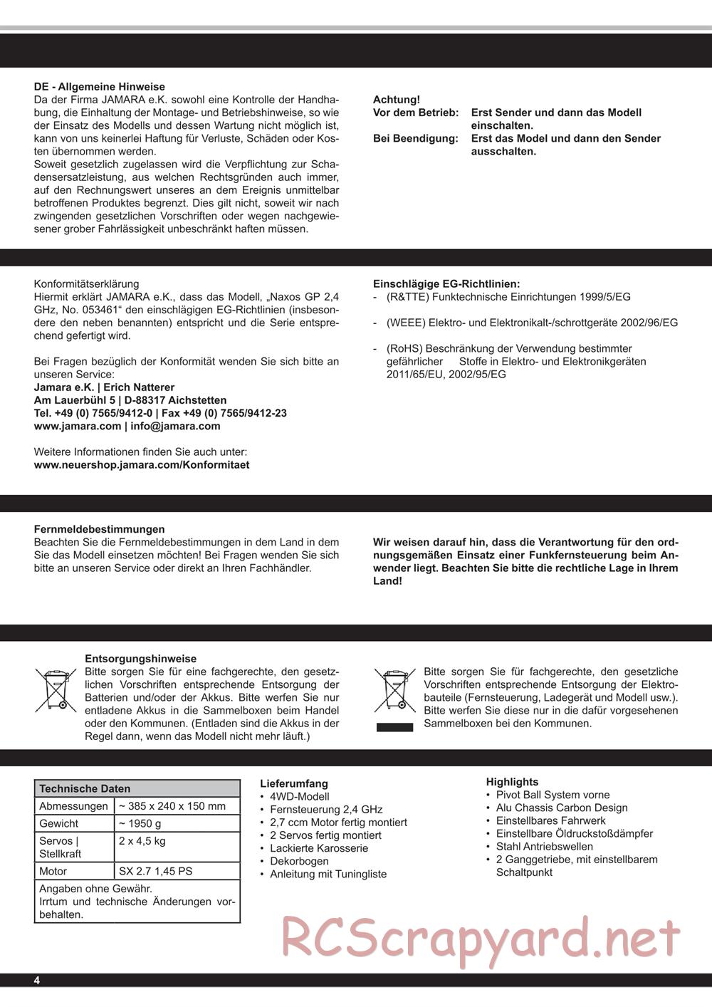 Jamara - Naxos GP - Manual - Page 4