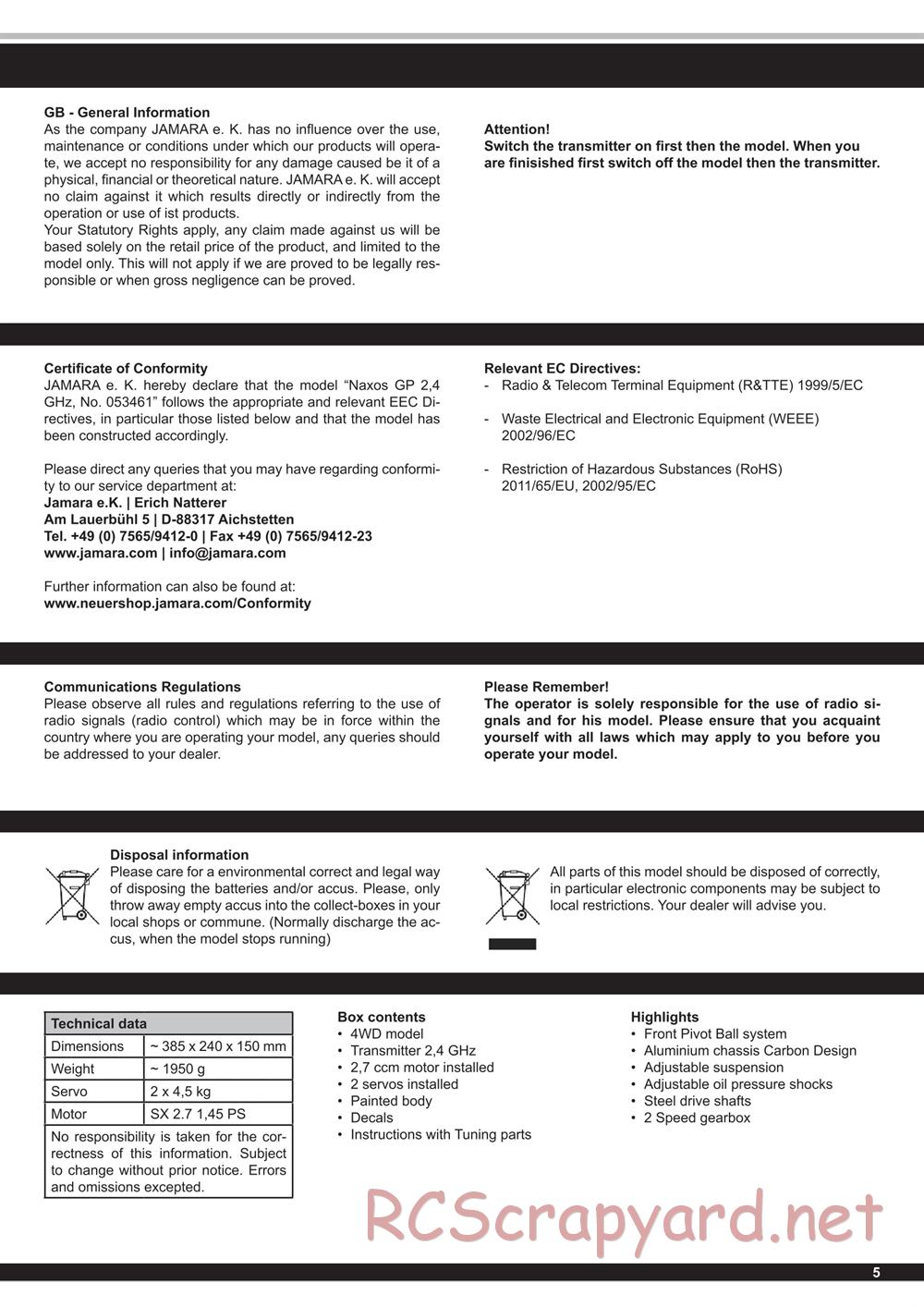 Jamara - Naxos GP - Manual - Page 5