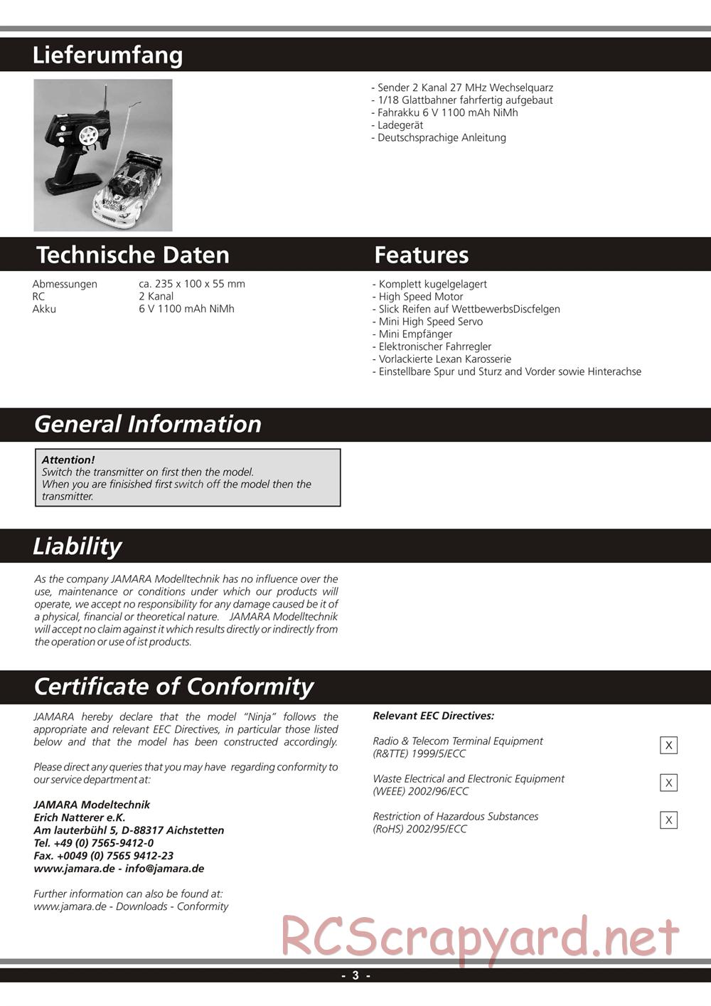 Jamara - Ninja - Manual - Page 3