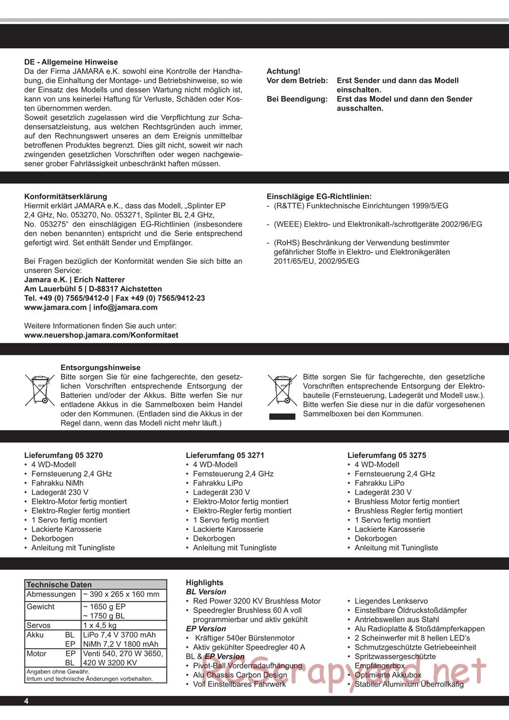 Jamara - Splinter - Manual - Page 4