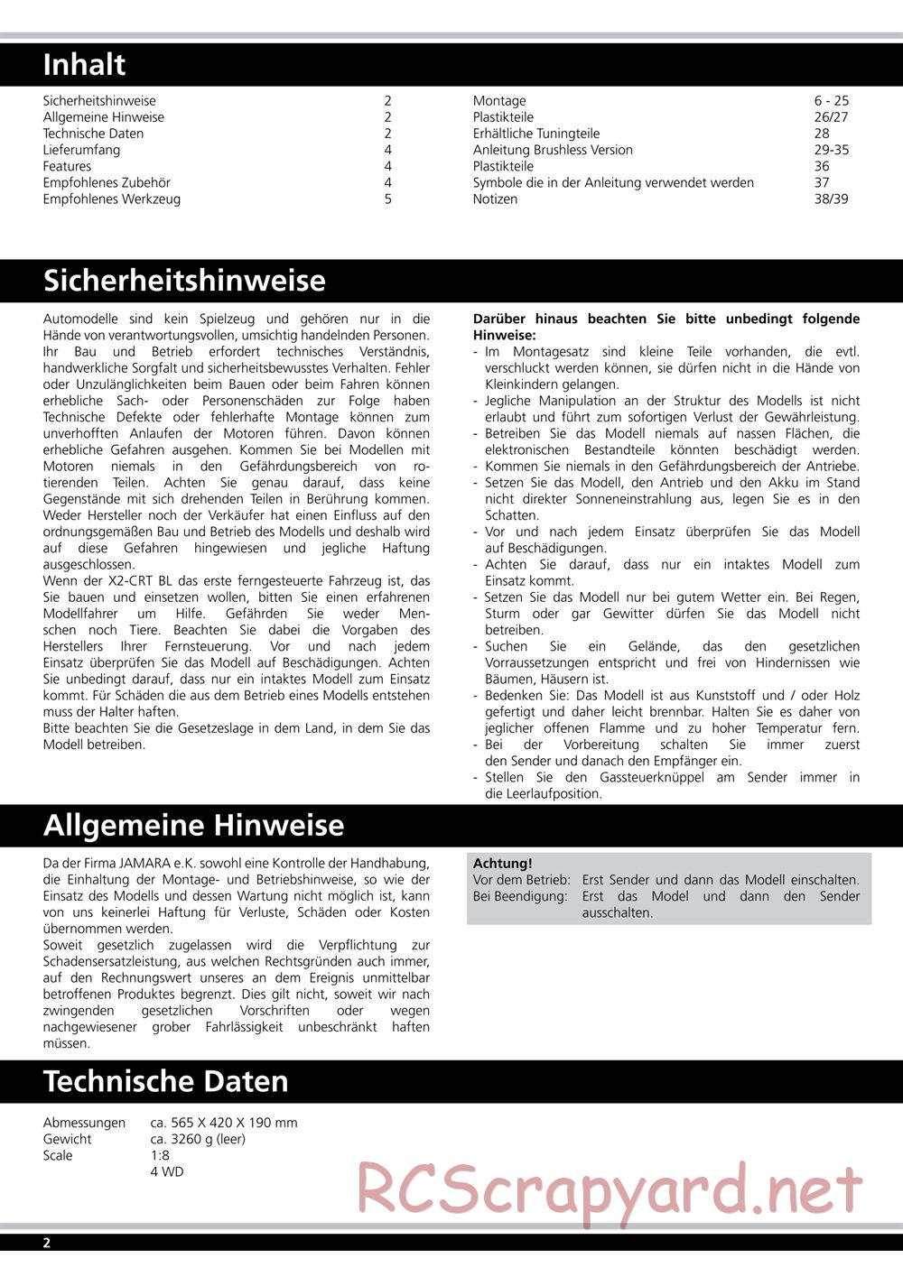 Jamara - X2-CRT BL - Manual - Page 2