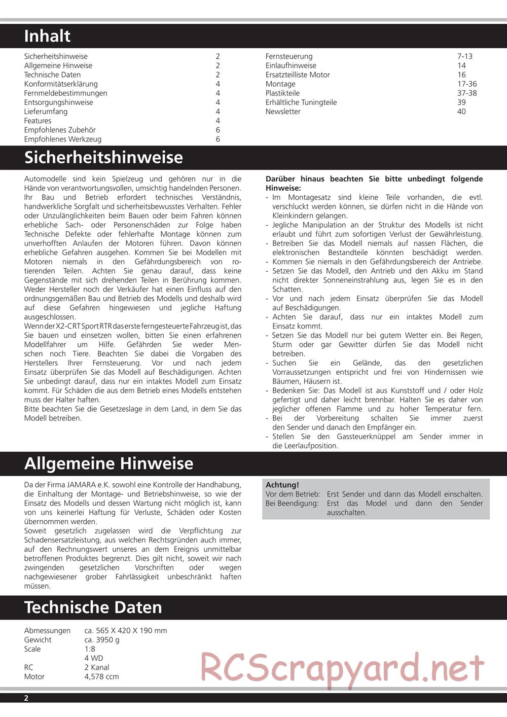 Jamara - X2-CRT Sport - Manual - Page 2