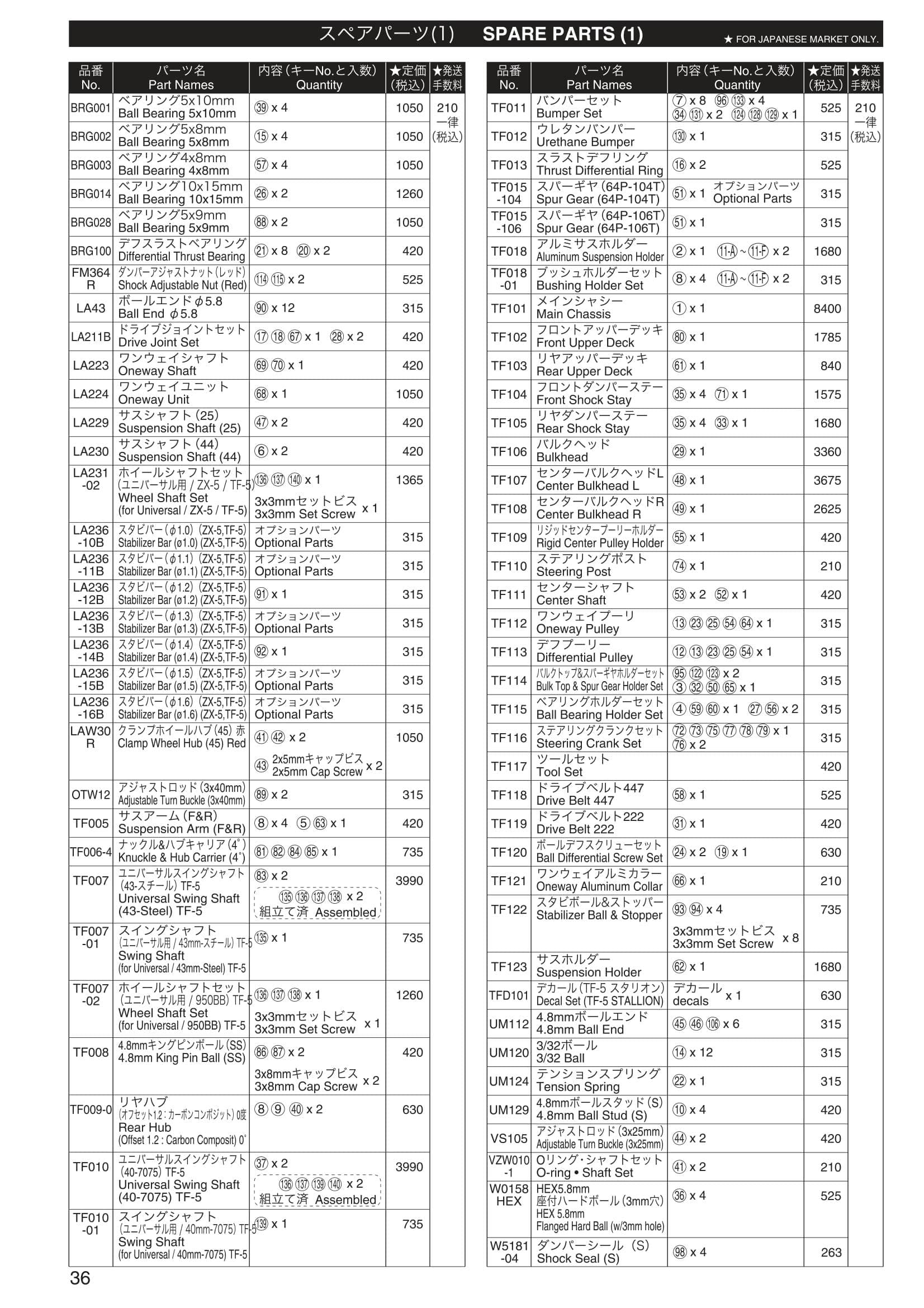 Kyosho - TF-5 Stallion - 30022 - RC Model Parts