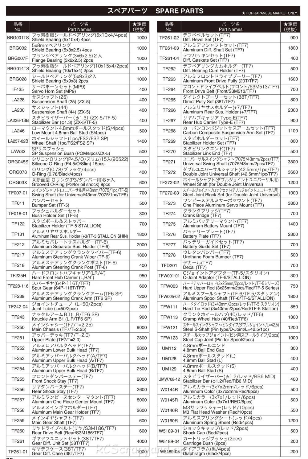 Kyosho - TF-7 - 30026 - RC Model Parts