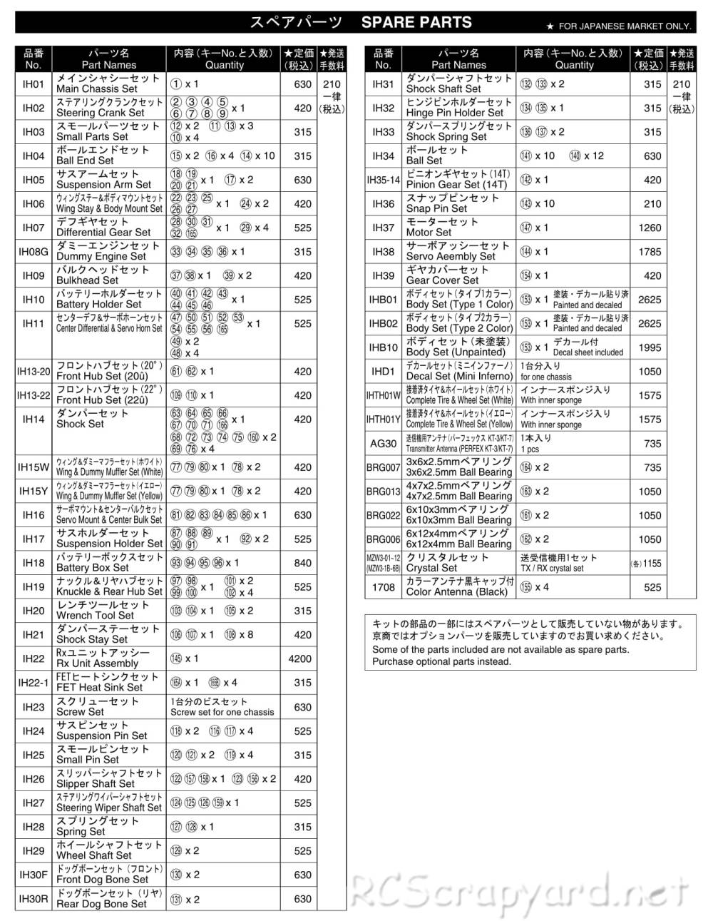 Kyosho - EP Half8 Mini Inferno - 30121 - RC Model Parts