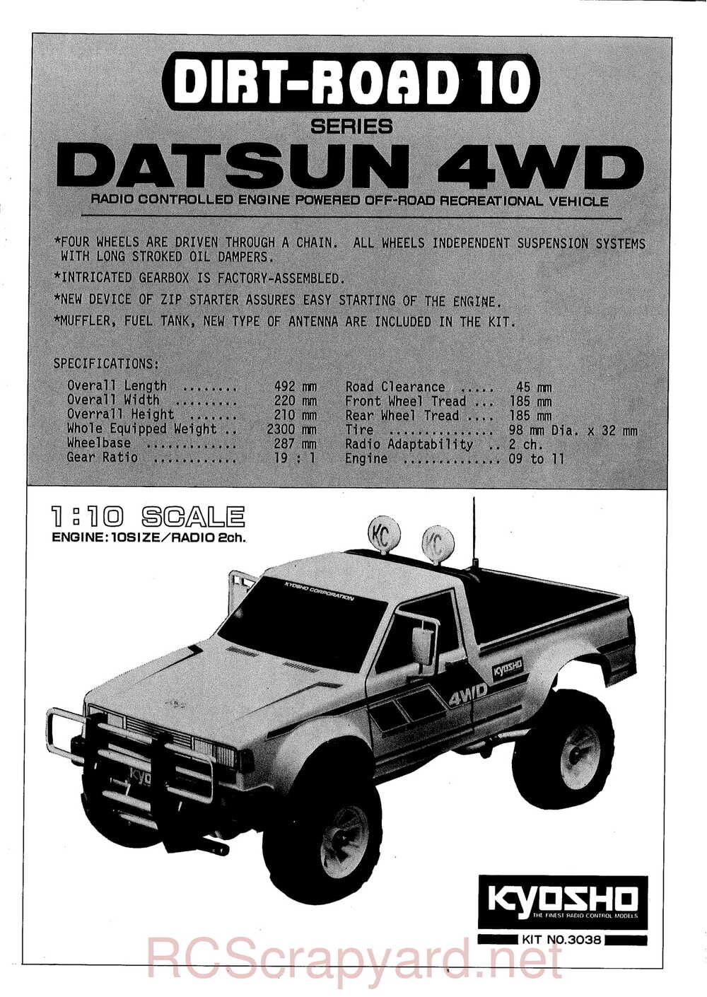 Kyosho - 3038 - Dirt-Road-10 - Datsun-4wd - Manual - Page 01