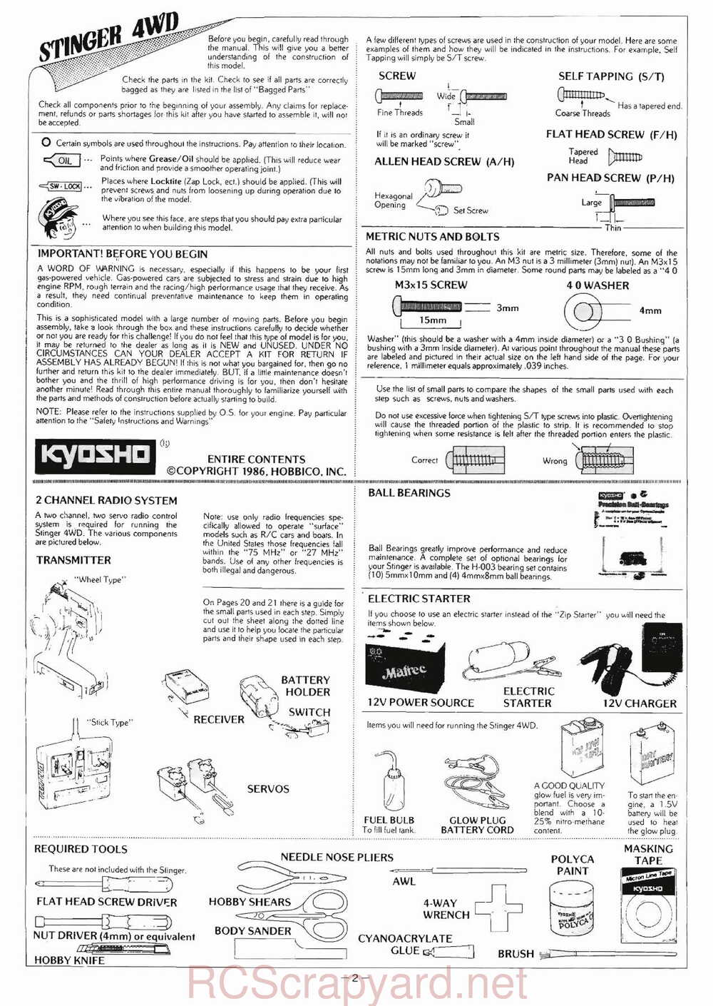 Kyosho - 3041 - Circuit-1000 - Stinger-4wd - Manual - Page 02