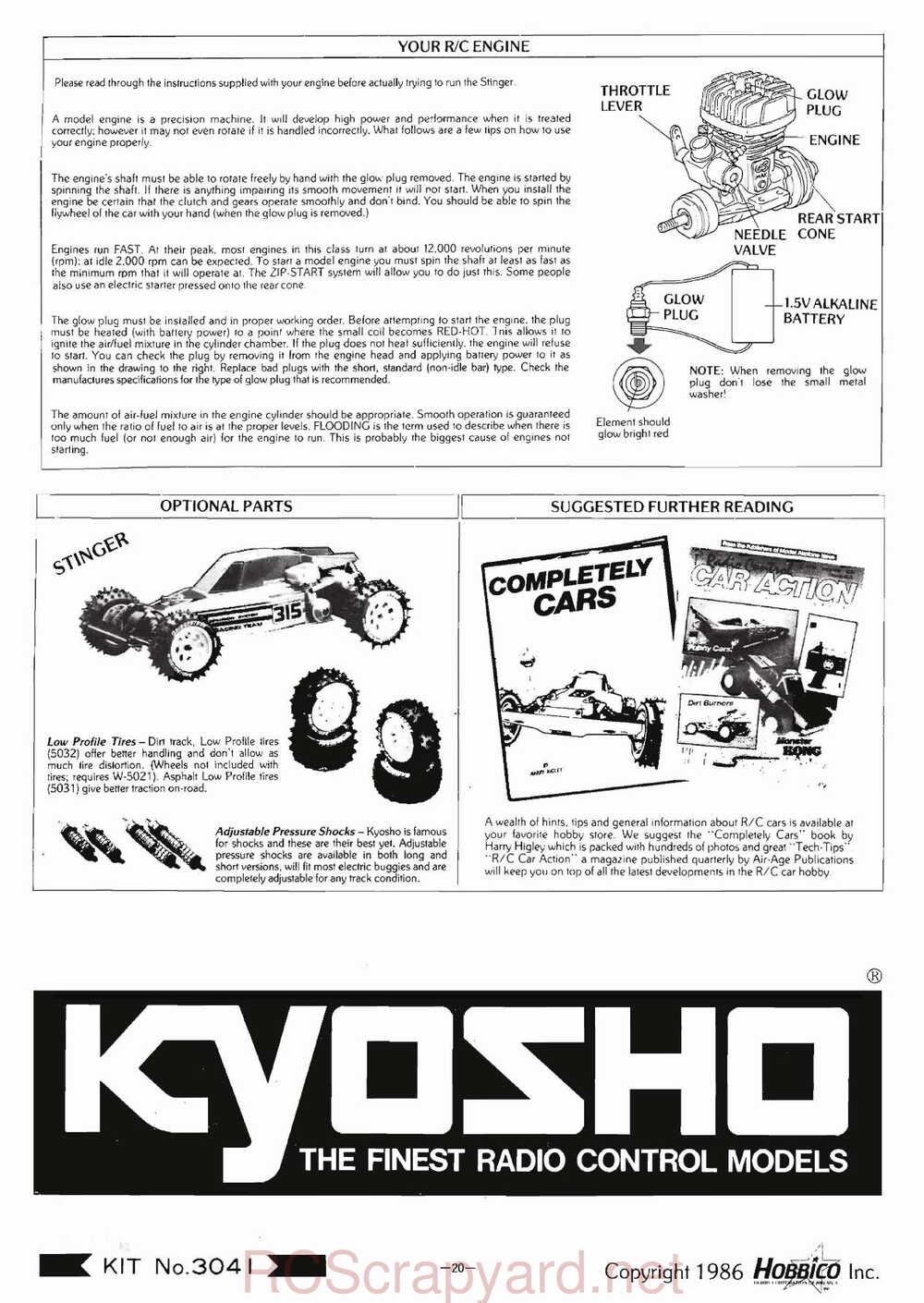 Kyosho - 3041 - Circuit-1000 - Stinger-4wd - Manual - Page 20